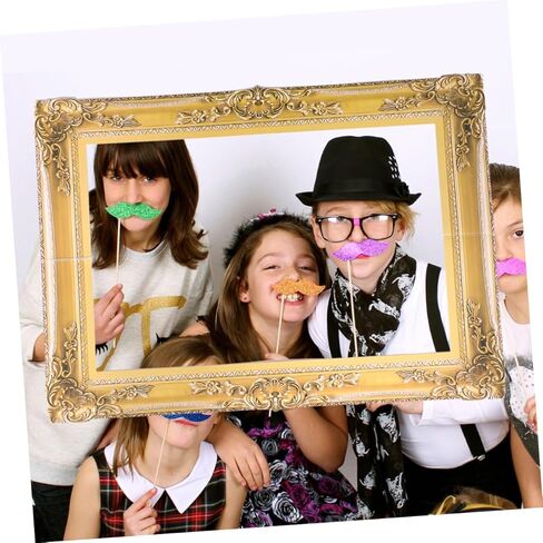 Ornament Picture Frame 3Pcs Wedding Selfie Photo Booth Picture Frame for Bridal Shower Birthday Party Supplies Golden in Saudi Arabia