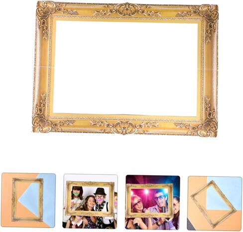 Ornament Picture Frame 3Pcs Wedding Selfie Photo Booth Picture Frame for Bridal Shower Birthday Party Supplies Golden in Saudi Arabia