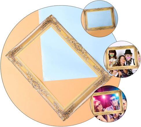 Ornament Picture Frame 3Pcs Wedding Selfie Photo Booth Picture Frame for Bridal Shower Birthday Party Supplies Golden in Saudi Arabia