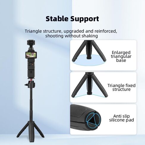 حامل ثلاثي القوائم لسطح المكتب من BTG متوافق مع DJI Pocket 3/ Insta360 Go 3S X4 X5/Action 5 Pro 4 حامل ثلاثي القوائم مع محول 1/4 in Kuwait