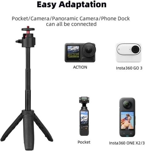 حامل ثلاثي القوائم لسطح المكتب من BTG متوافق مع DJI Pocket 3/ Insta360 Go 3S X4 X5/Action 5 Pro 4 حامل ثلاثي القوائم مع محول 1/4 in Kuwait