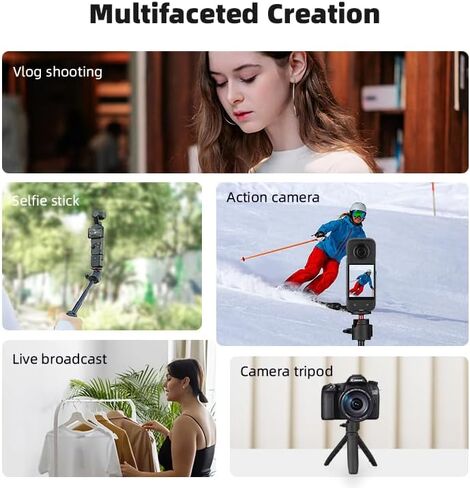 حامل ثلاثي القوائم لسطح المكتب من BTG متوافق مع DJI Pocket 3/ Insta360 Go 3S X4 X5/Action 5 Pro 4 حامل ثلاثي القوائم مع محول 1/4 in Kuwait