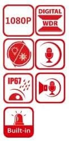 LTS CMHT1722-28LS كاميرا برجية 2 ميجابكسل مزدوجة الضوء DWDR 2D-DNR ICR كاميرا أمان خارجية PAL/NTSC نظام مراقبة تناظري مع عدسة ثابتة 2.8 مم، صوت ثنائي الاتجاه وصفارة إنذار، معدن/بلاستيك in Kuwait