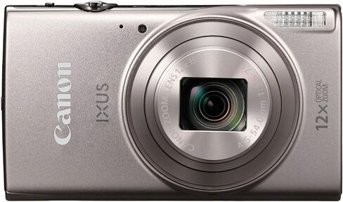 كاميرا Canon PowerShot IXUS 285 HS A بتكبير بصري 12X رقمية (فضي) + بطارية NB11L + بطاقة ذاكرة سعة 64 جيجابايت + برنامج صور + حقيبة + شاحن + ضوء LED + قارئ بطاقات + المزيد (متجدد) in Kuwait