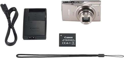 كاميرا Canon PowerShot IXUS 285 HS A بتكبير بصري 12X رقمية (فضي) + بطارية NB11L + بطاقة ذاكرة سعة 64 جيجابايت + برنامج صور + حقيبة + شاحن + ضوء LED + قارئ بطاقات + المزيد (متجدد) in Kuwait
