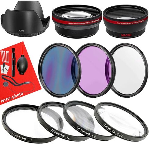 حزمة ملحقات 49 ملم لكاميرات Canon EOS M100 وM200 وM50 Mark II وM10 وM وM50 + عدسة واسعة الزاوية ومقربة + فلاتر + طقم تنظيف + غطاء توليب + المزيد (حزمة مكونة من 14 قطعة) in Saudi Arabia