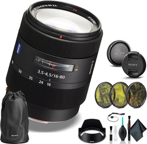 Sony Vario-Sonnar T* DT 16-80mm f/3.5-4.5 ZA Lens SAL1680Z, Filter Kit, Cap Keeper, Cleaning Kit, and More in Saudi Arabia