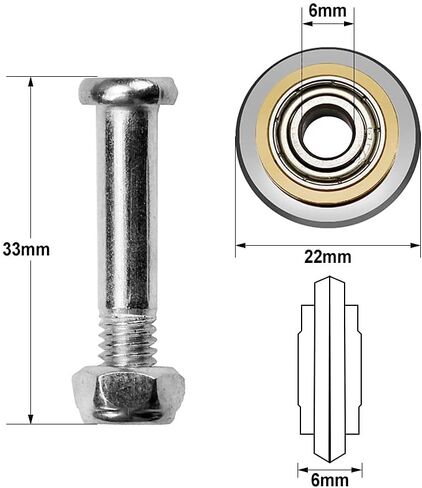 Tile Cutting Wheels 2pcs 22×6×6mm Tungsten Carbide Ceramic Tile Cutter Tools Replacement Scoring Wheel with Ball Bearings for Manual Tile Cutting Machine,with Bolt and Lock Nut in Saudi Arabia