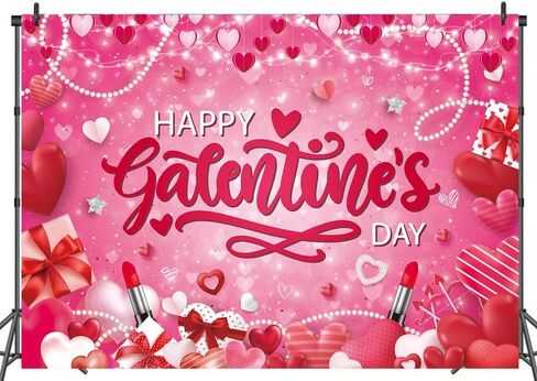 Happy Galentine's Day Backdrop Love Hearts Galentine's Day Photography Background Anniversary Party Decoration (7x5ft) in Saudi Arabia