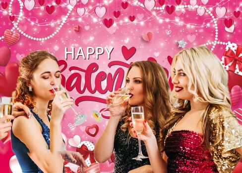 Happy Galentine's Day Backdrop Love Hearts Galentine's Day Photography Background Anniversary Party Decoration (7x5ft) in Saudi Arabia