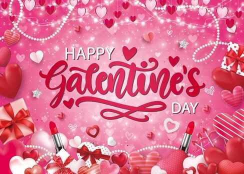 Happy Galentine's Day Backdrop Love Hearts Galentine's Day Photography Background Anniversary Party Decoration (7x5ft) in Saudi Arabia