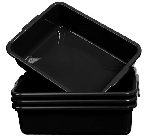 Black 4-Pack Commercial Bus Tubs Box/Tote Box, Stackable Plastic Utility 13 Liter Storage Bin with Handles, Dish Wash Basin Tub Pans in Kuwait