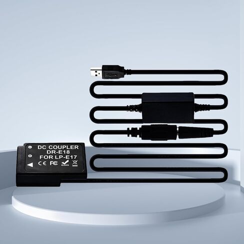 محول بطارية الدمية بتيار مستمر 5 فولت مع كابل طاقة تيار مستمر إلى USB مناسب لكاميرات Canon EOS RP, 77D, 200D, 250D in Kuwait