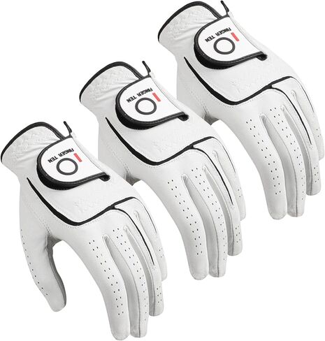 Finger Ten Mens All Premium Soft Cabretta Leather Tour Fit Grip Left Hand Lh Right Hand RH مع قفازات الجولف ذات حجم كاديت قيمة 3 حزمة من الحزمة الصغيرة إلى XXL in Saudi Arabia