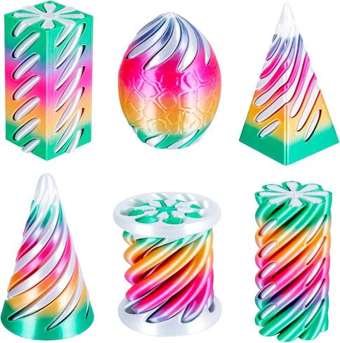 6 عبوات دوامة مخروطية المخروطات ثلاثية الأبعاد ، ألعاب هرم مرنة مرنة للهرم للتخفيف من الإجهاد ، مكتب الاسترخاء للأطفال البالغين ، الورود الأحمر + الأزرق الداكن والأزرق الداكن + الأخضر in Kuwait