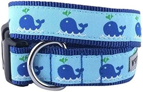 The Worthy Dog Garden Party Floral Pattern Designer Adjustable and Comfortable Nylon Webbing, Side Release Buckle Collar for Dogs, Teal Color-Large in Kuwait
