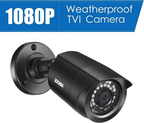 ZOSI 4 Pack 2MP 1080p HD-TVI Home Security Camera Outdoor Indoor 1920TVL,24PCS LEDs,80ft Night Vision, 90°View Angle, Weatherproof Outside Surveillance CCTV Bullet Camera(Black) (Renewed) in Saudi Arabia