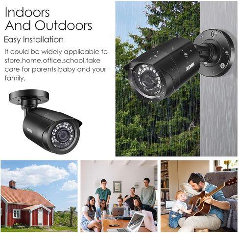 ZOSI 4 Pack 2MP 1080p HD-TVI Home Security Camera Outdoor Indoor 1920TVL,24PCS LEDs,80ft Night Vision, 90°View Angle, Weatherproof Outside Surveillance CCTV Bullet Camera(Black) (Renewed) in Saudi Arabia