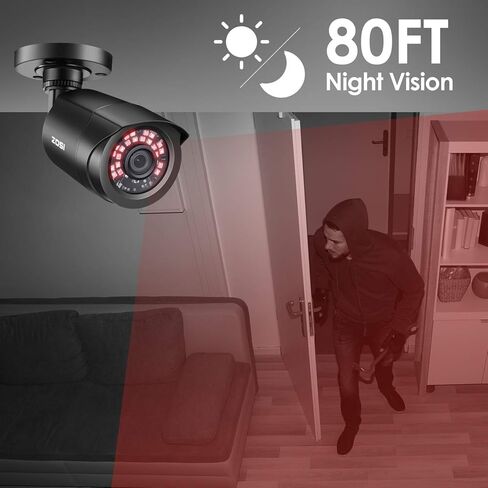 ZOSI 4 Pack 2MP 1080p HD-TVI Home Security Camera Outdoor Indoor 1920TVL,24PCS LEDs,80ft Night Vision, 90°View Angle, Weatherproof Outside Surveillance CCTV Bullet Camera(Black) (Renewed) in Saudi Arabia