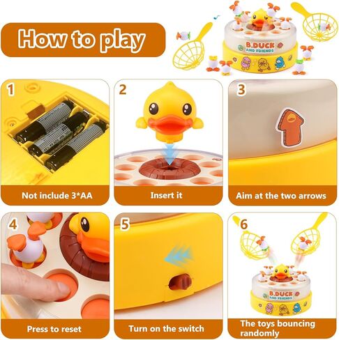 B.Duck Bounce Catch Game ، ألعاب الطاولة ، متعة Bounce & Catch Duck Toy ، لعبة عائلية تفاعلية للأطفال الذين تتراوح أعمارهم بين 3-7 سنوات ، ولعبة الحفلات للأطفال الصغار والأطفال (الأصفر) in Kuwait