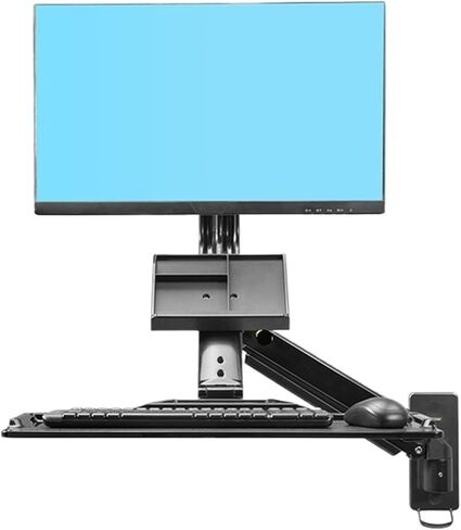 D32 MB32 Computer Sit-Stand Workstation Wall Mount Lift Monitor Stand with Keyboard Gas Spring(Black) in Saudi Arabia