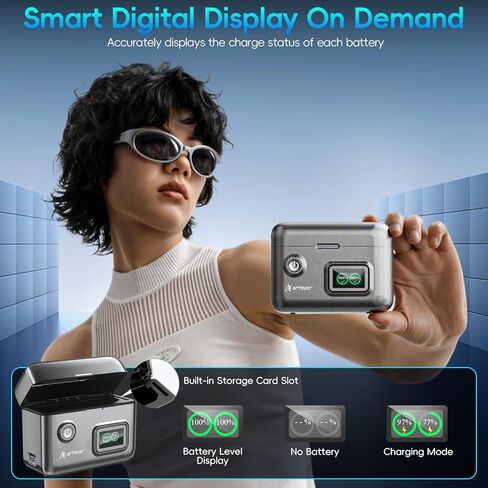 بطارية Artman NP-FZ100 مكونة من عبوتين وشاحن LCD مزدوج سريع لأجهزة Sony A7 III، A7 IV، A7C، ZV-E1، ZV-E10ii، FX30، A6700، A6600، A9، Alpha 9، Alpha 9S، A9S، A7R III، A7R IV، A7R V، شاشة ذكية in Kuwait