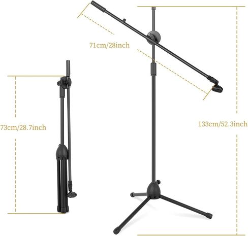Flexible Stage Microphone Stand Tripod Floor Standing Microphone Stand Stand Up to 190cm Black in Saudi Arabia