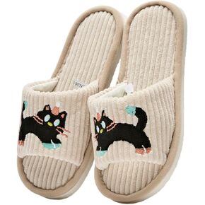 Women Cow Cotton Linen Slippers Spring Summer Cartoon Style Home Indoor Open Toe Silent Shoes Lightweight Non Slip Soft Sole Breathable Seasonal Slides For Men House Use in Saudi Arabia