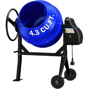 Electric Concrete Mixer, 5.3 Cubic Ft, 1HP. 750W Portable Electric Poly Drum Concrete Mixer, Heavy Duty Power Cement Mixing Machine for Mortar, Stucco and Fodder in Kuwait