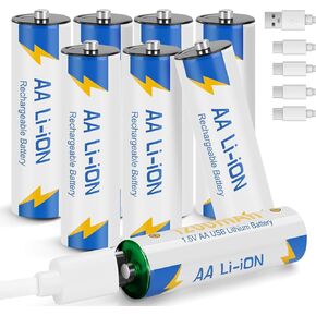 2000mWh Rechargeable Lithium AA Batteries,12 Pack 1.5V Li-ion Batteires with Charger Cable,for Blink Camera in Kuwait
