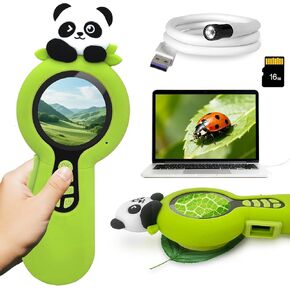 2 in 1 Digital Microscope for Kids with Endoscope, Microscope for Children with Switchable Camera & Microscope Lenses, Christmas Stocking Stuffers for Kids, Ideal Gift for Kid, Panda in Saudi Arabia