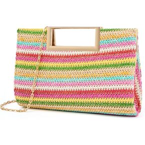 حقيبة يد نسائية عصرية من جلد البولي يوريثان بقبضة معدنية مقطوعة مع حزام كتف in Kuwait