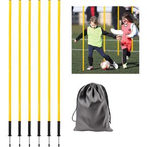 4 Pcs 5FT Agility Training Poles for Soccer,Basketball,Football,Dog,Horse Training-Adjustable Speed and Agility Training Equipment Sports Training Sticks with Ground Spring Nails and Storage Bag in Kuwait