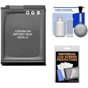 Power2000 EN-EL12 Rechargeable Battery with Cleaning Kit for Nikon Coolpix A900, AW130, P340, S6800, S6900, S9700, S9900 Digital Cameras in Kuwait