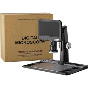 Digital Microscope, 1600X Digital Microscope 12MP Electronic Video Microscopes 7 Inch IPS Screen Soldering with 28 LEDs,Pocket Portable in Kuwait