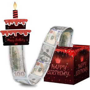18th Birthday Money Box - Surprise Pull Out Cash Gift Box with 50 Transparent Bags | Creative Money Present for Teens, Girls & Boys | Unique 18 Year Old Gift Idea in Kuwait