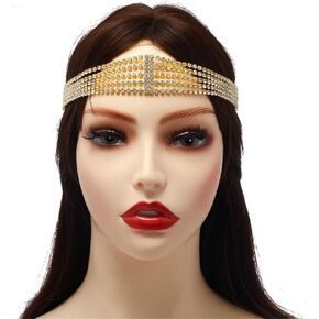 DouuYuhet Gold Head Chain for Women Girls Vintage Crystal Headpieces Boho Festival Egyptian Renaissance Head Chain Headpiece for Wedding Prom Birthday Party in Saudi Arabia