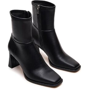 Ankle Boots For Women Square toe Short Booties Chunky Heel Booties Dress Fall Boots Side Zip Low Heel Combat Mid Calf Fashion Motorcycle Shoes Travel Casual Outfit in Kuwait