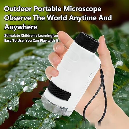 Portable Handheld Microscope with LED Light, 50X to 150X Magnification Pocket Mini Microscope for Home, School, Lab, Science Education, Experiments - Ideal Gift for Birthday & Christmas(White) in Saudi Arabia