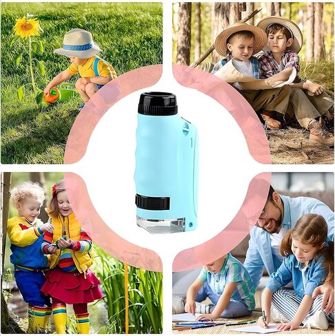 Portable Handheld Microscope with LED Light, 50X to 150X Magnification Pocket Mini Microscope for Home, School, Lab, Science Education, Experiments - Ideal Gift for Birthday & Christmas(White) in Saudi Arabia