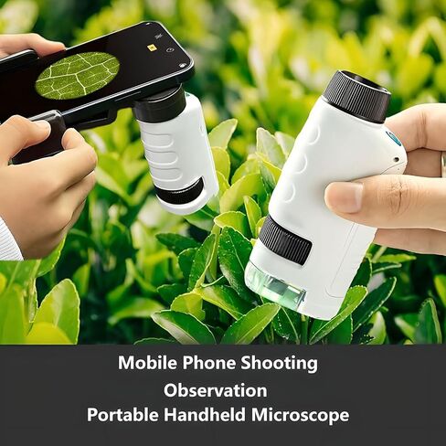 Portable Handheld Microscope with LED Light, 50X to 150X Magnification Pocket Mini Microscope for Home, School, Lab, Science Education, Experiments - Ideal Gift for Birthday & Christmas(White) in Saudi Arabia