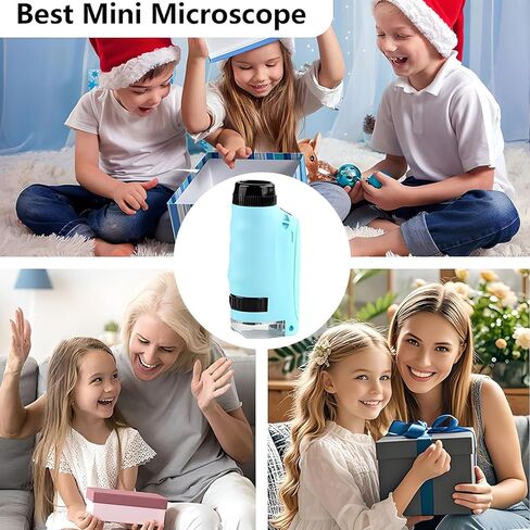Portable Handheld Microscope with LED Light, 50X to 150X Magnification Pocket Mini Microscope for Home, School, Lab, Science Education, Experiments - Ideal Gift for Birthday & Christmas(White) in Saudi Arabia