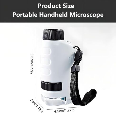 Portable Handheld Microscope with LED Light, 50X to 150X Magnification Pocket Mini Microscope for Home, School, Lab, Science Education, Experiments - Ideal Gift for Birthday & Christmas(White) in Saudi Arabia