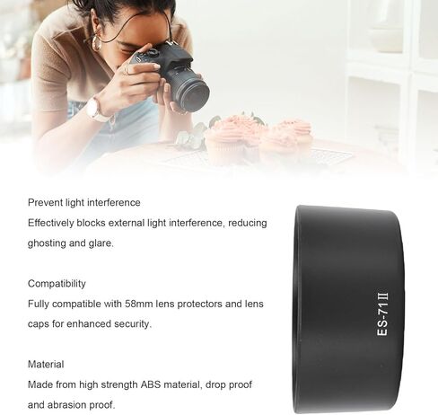 غطاء عدسة Yunseity لـ EF 50mm f1.4 USM ES-71II أسود ABS حربة جبل الظل متوافق مع واقي مرشح 58 مم لعدسة 50 مم f1.4 in Saudi Arabia