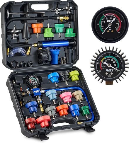 طقم اختبار ضغط سائل التبريد في شركة Orion Motor ، 31 مساءً ، طقم إعادة ملء الفراغ المبرد مع 23 محول المبرد ، مجموعة اختبار ضغط تبريد الرادياتير مع مضخة فراغ تطهير وإعادة تعبئة أداة إعادة الملعقة in Kuwait
