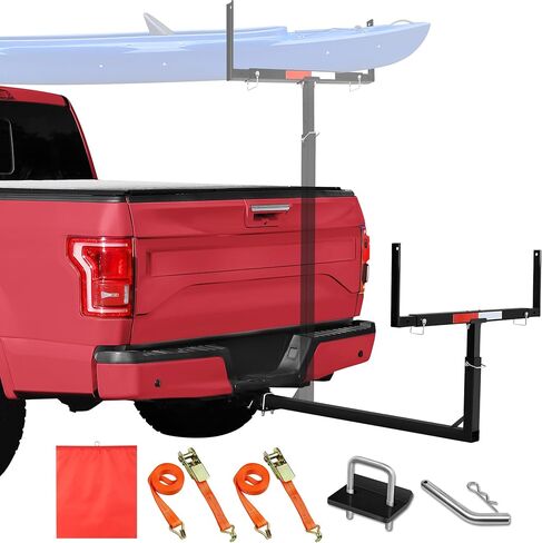 JY Performance Truck Bed Extender Hitch Mount ، Pickup Truck Bed Extender for Kayak Canoe Latter Lumber Rack Long ، W/Flag ، شريط عاكس ، 375 رطل السعة in Saudi Arabia