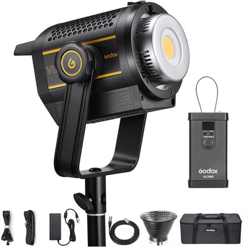 مصباح فيديو Godox VL150II LED، 165W 76000Lux LED ضوء مستمر، ضوء نهاري احترافي ساطع 5600k CRI96+، يدعم طاقة بطارية ليثيوم DC أو V-Port، 8 تأثيرات FX للتحكم في تطبيق Bowens Mount in Saudi Arabia