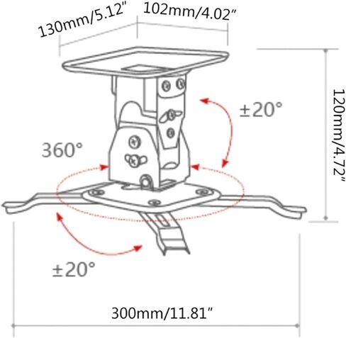 White Projector Stand Suitable for Flat or sloped Ceilings, Height Adjustable and Retractable in Length in Saudi Arabia