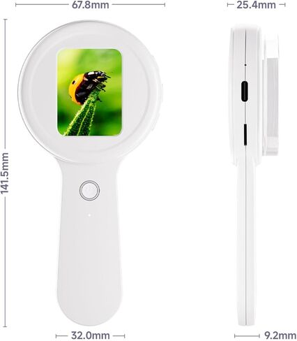 EBTOOLS Handheld Digital Microscope, 200x Magnification, 2 Inch Screen, 178 Viewing Angle, Built in 16 LED Lights, Optical Lens, PC View, 500mAh Rechargeable (White) in Kuwait
