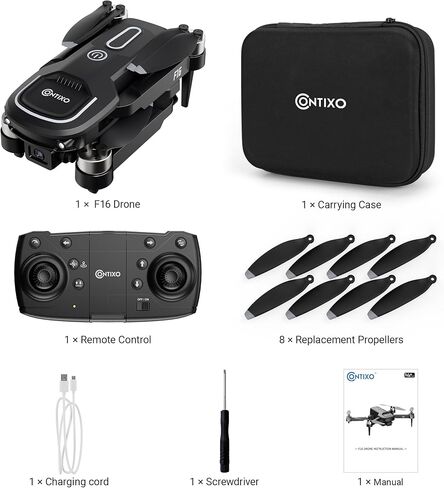 طائرة بدون طيار Contixo F16A RC Quadcopter مع كاميرا 1080P، تدفق بصري، إقلاع بمفتاح واحد، تثبيت الارتفاع، تقلب 360 درجة، اتبعني، طائرة بدون طيار للمبتدئين مع فيديو FPV في الوقت الحقيقي للأطفال والمراهقين in Kuwait